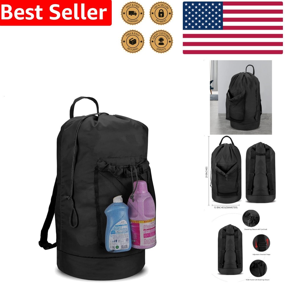 Elegant 44lbs Capacity Laundry Backpack with Adjustable Straps & Mesh Pocket