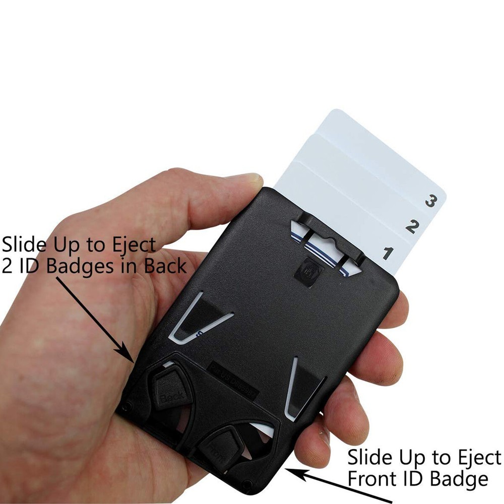 2 Pack - 3 Card ID Badge Holder Hard Plastic - Vertical Top Load - Specialist ID
