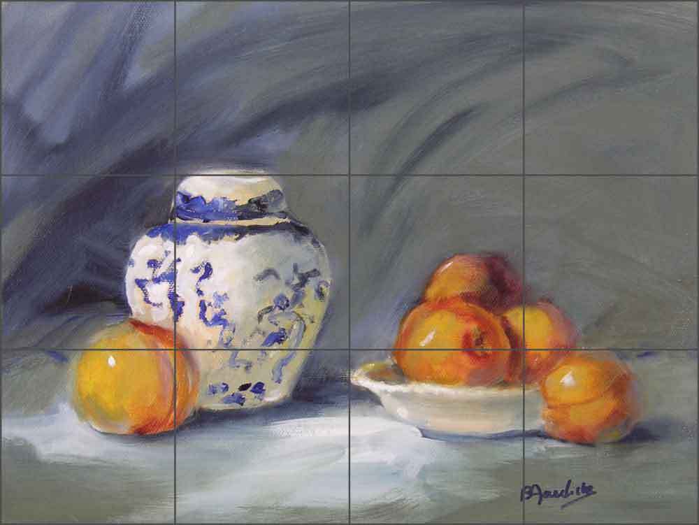 Ceramic Tile Mural Backsplash Kitchen Jaedicke Peaches Fruit Art BJA025