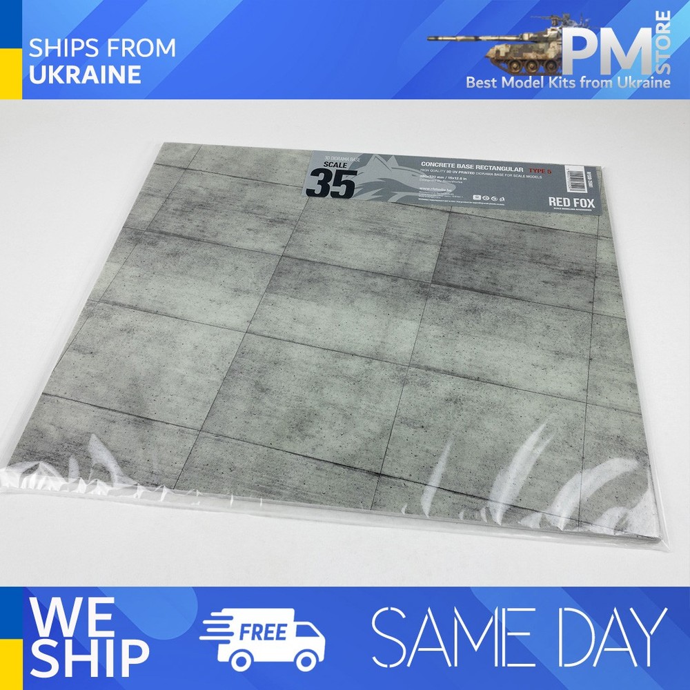 Red Fox DB-35001 1/35 3d Diorama Base Concrete Base Rectangular Type 5 380x320mm
