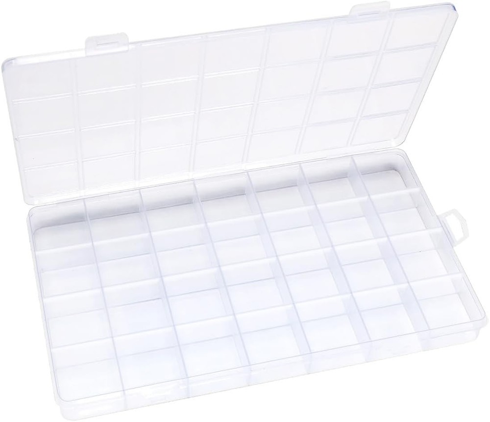 Compact 28 Grid Acrylic Bead Organizer Box - Transparent Craft Storage Solution