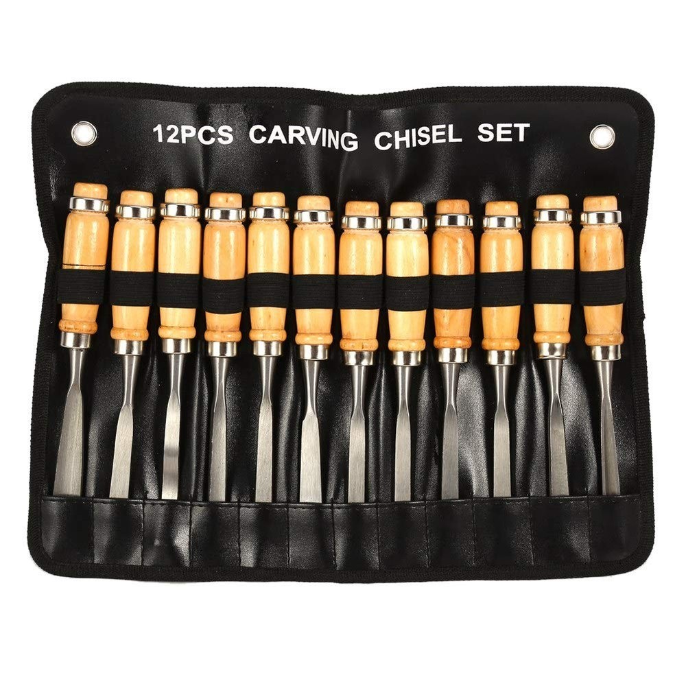 12 PCS Wood Carving Chisel Set Professional Gouge Tools with Bag Gouges