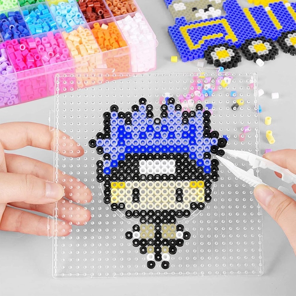 4-Pack Clear Fuse Beads Pegboards with Interlocking Design for Creative Projects