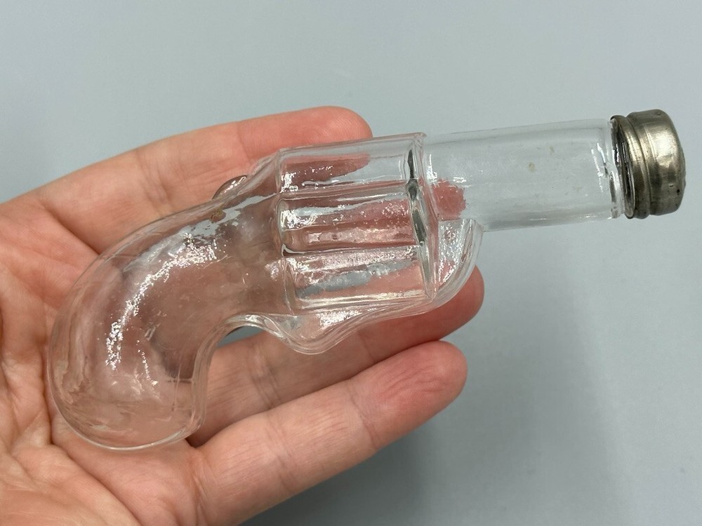 Antique GUN Small REVOLVER #2 Figural Glass CANDY CONTAINER A&E 252