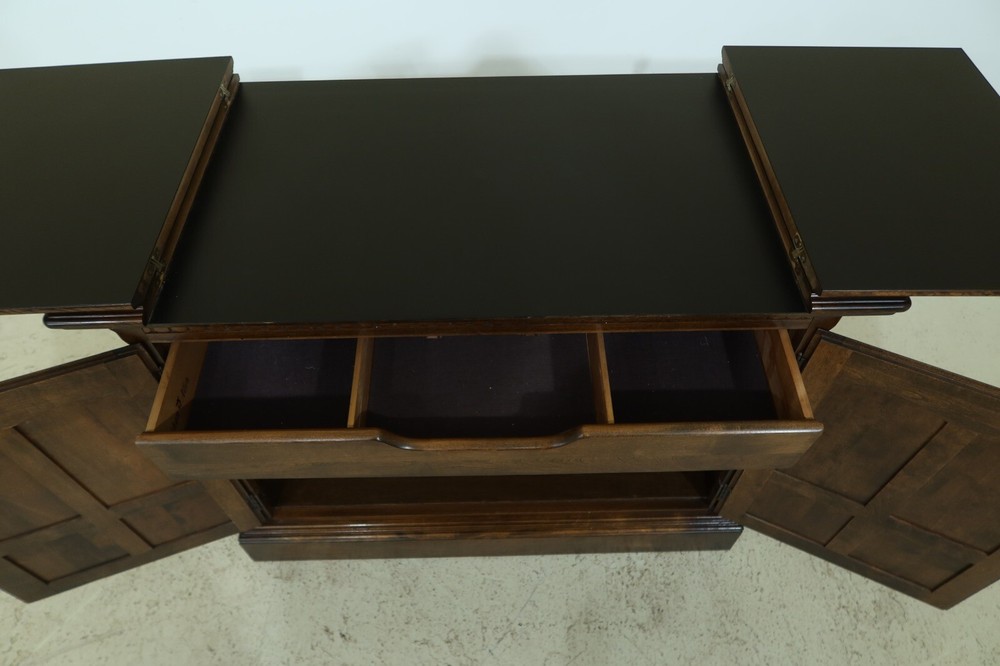 F50526EC: ETHAN ALLEN Maple Classic Manor Flip Top Server
