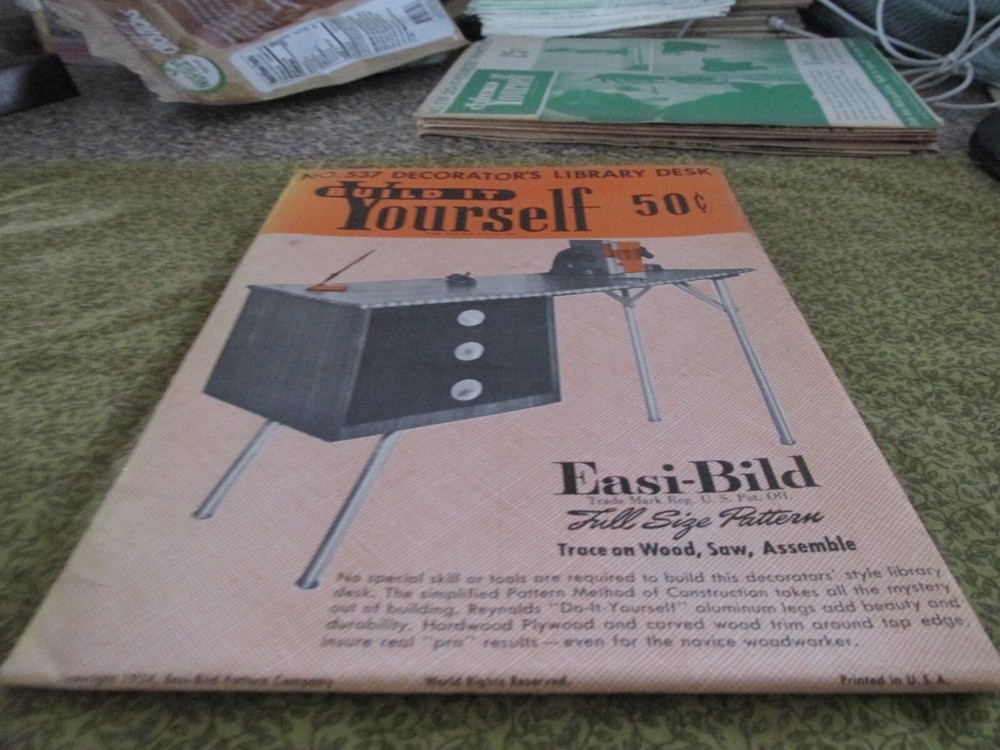 Easi-Bild Build It Yourself PATTERN COMPLETE NO. 537 Library Desk Decorator's