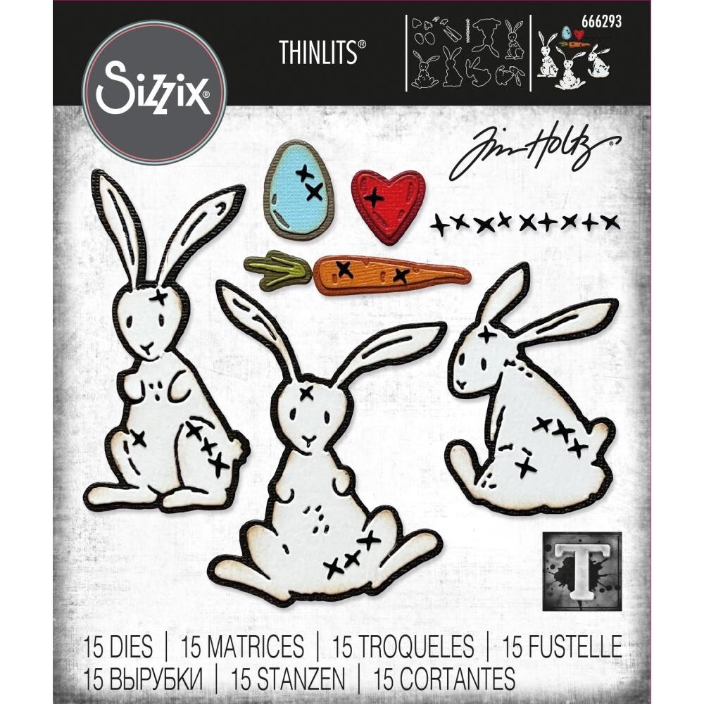 Tim Holtz "BUNNY STITCH" Rabbit Easter Sizzix Thinlits Cutting Dies 2023