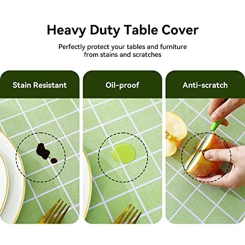 Rectangle Plastic Tablecloth, 100% Waterproof 54" x 120" (Rectangular) Green