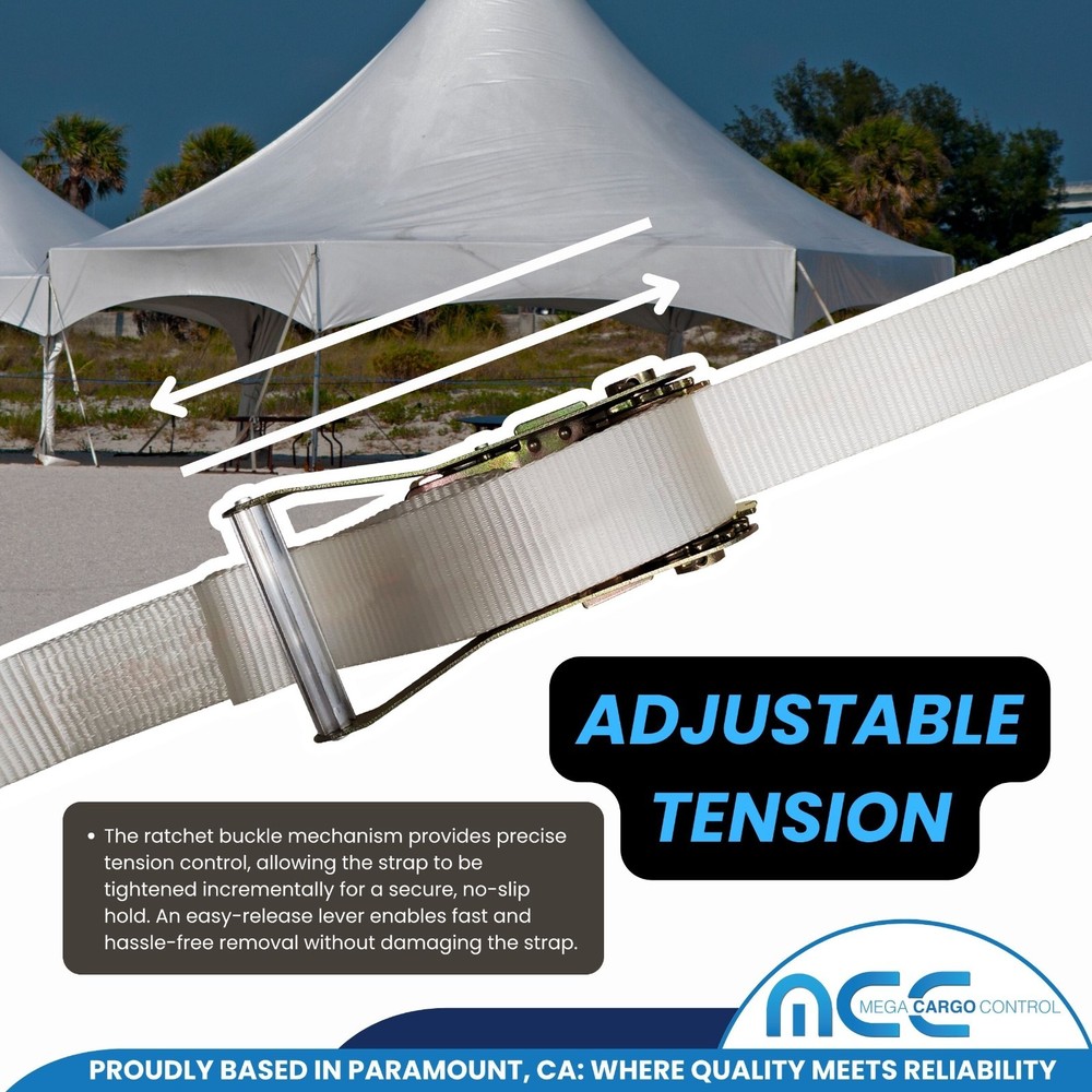 Mega Cargo Control 2" Ratchet Tent Strap W/Loop End - 10 FEET - 3,333 Lbs WLL