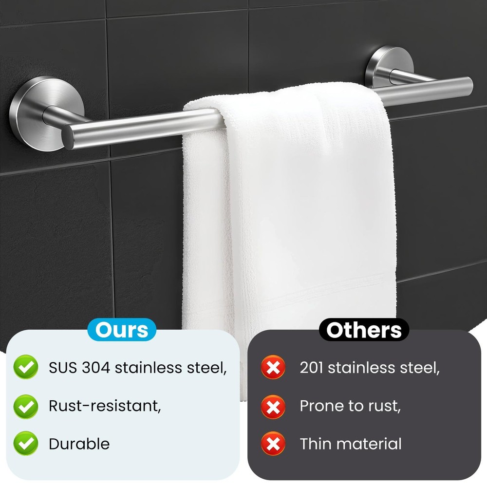 5 Piece Bathroom Set, Bathroom Hardware Set, Wall Mounted Thickened 304 Stain...