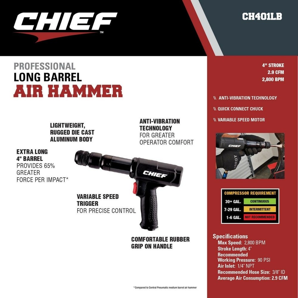 Pneumatic Professional Long Barrel Air Hammer