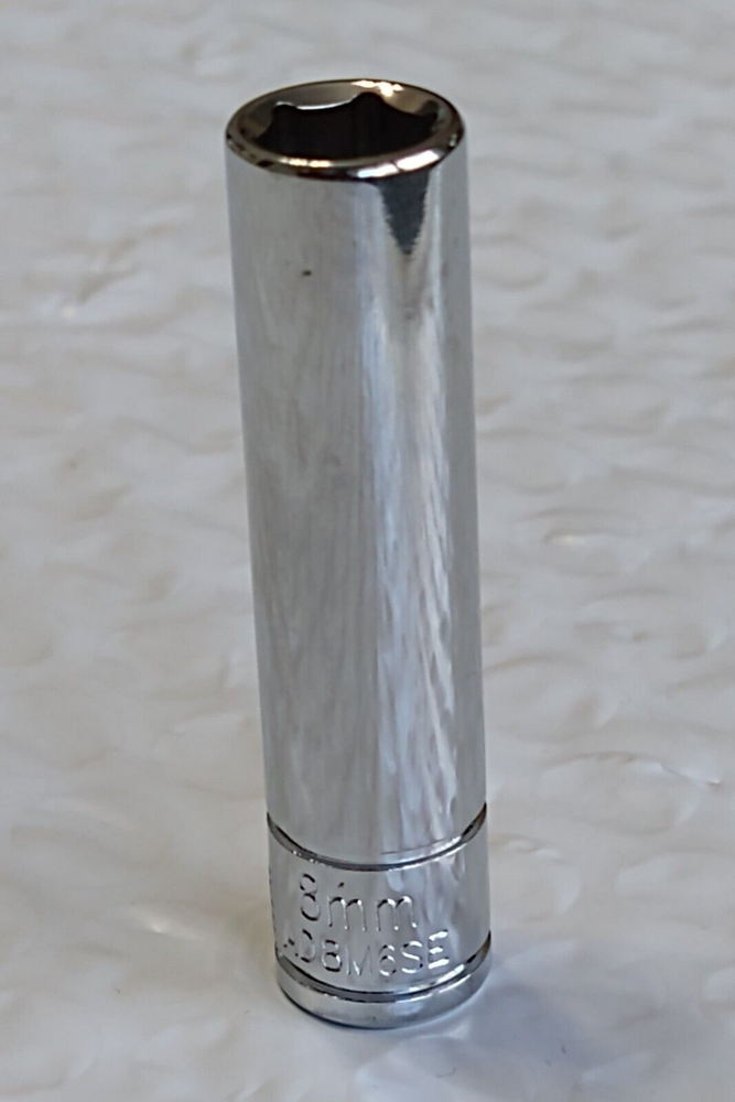 MATCO TOOLS "SILVER EAGLE" AD8M6SE, 1/4" DRIVE, 8MM. SOCKET, DEEP, 6 POINT.