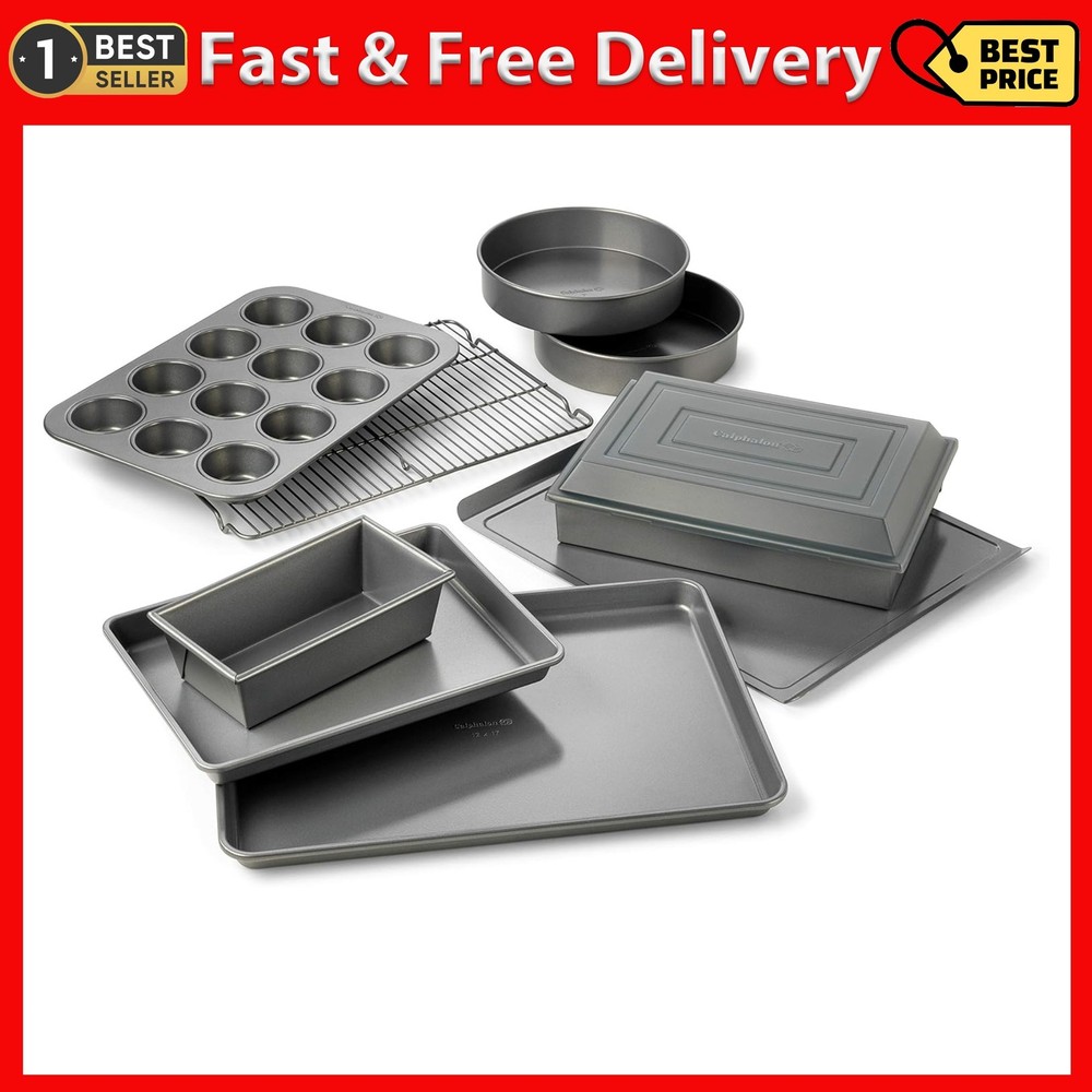 Calphalon 10-Piece Nonstick Bakeware Set Includes Baking Sheet Cookie Sheet Cake