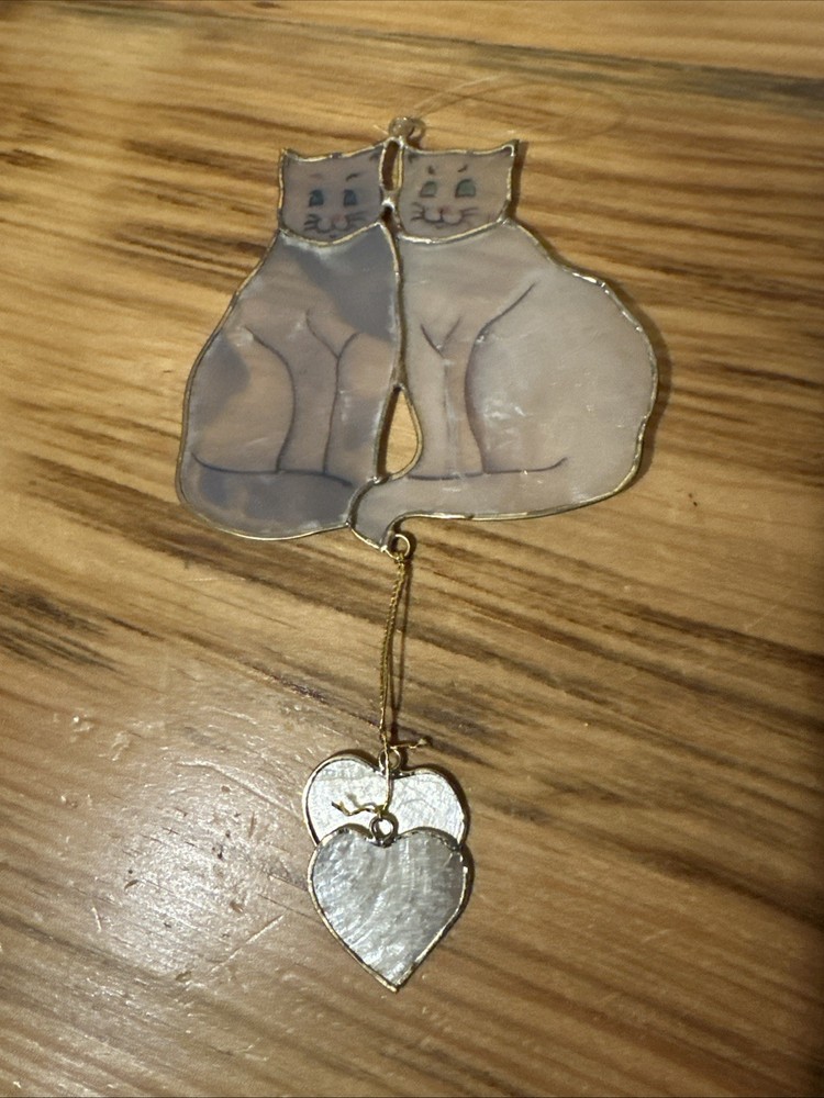 Cat Sun Catcher With Hearts