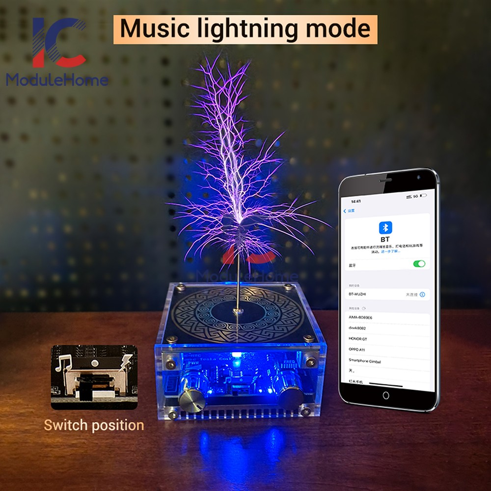 MTC Dual-Mode Music Tesla Coil Artificial Lightning Touchable Bluetooth Decoding