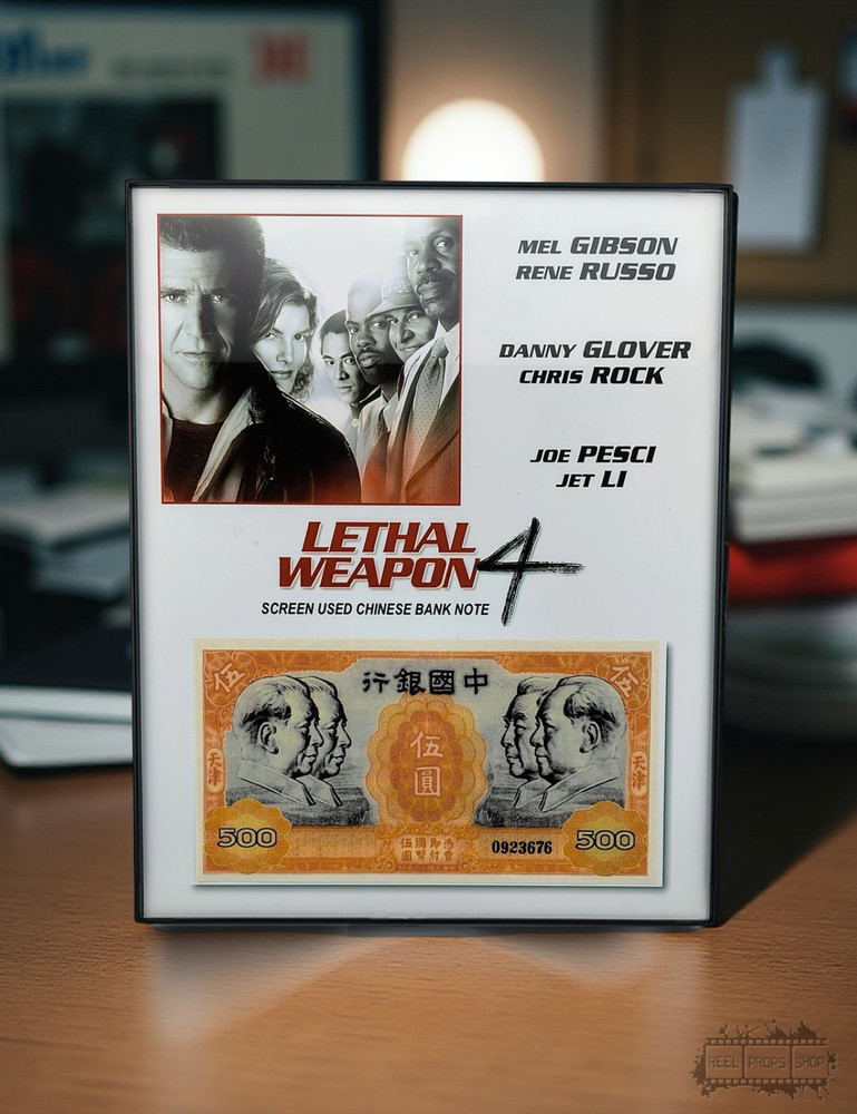 LETHAL WEAPON 4 PROP - SCREEN USED - FRAMED PROP BILL - MEL GIBSON