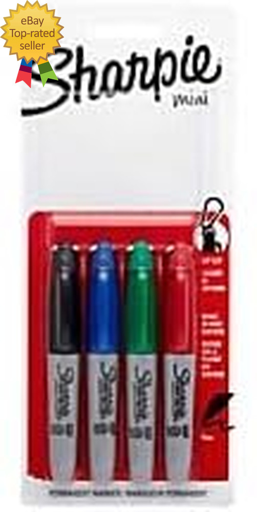 Mini Permanent Markers, Fine Point, Assorted Colors, 4 Count