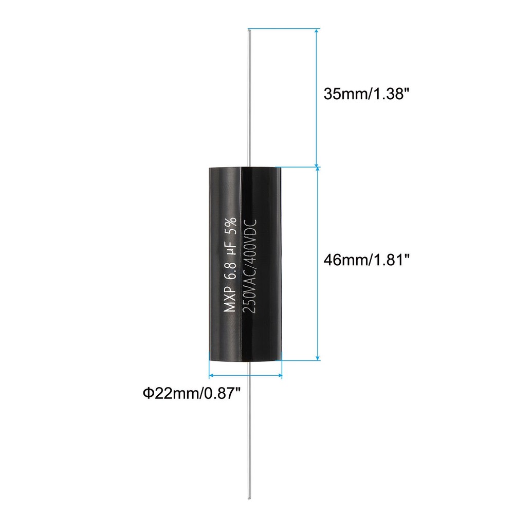 6.8uF 250V Frequency Divider Capacitor, 1 Pcs MKP Capacitor, Black