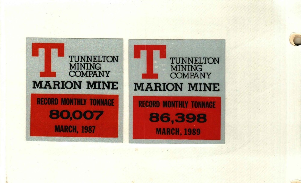 2 DIFFERENT NICE TUNNELTON MINING CO. RECORDS Coal Mining Stickers # 1992