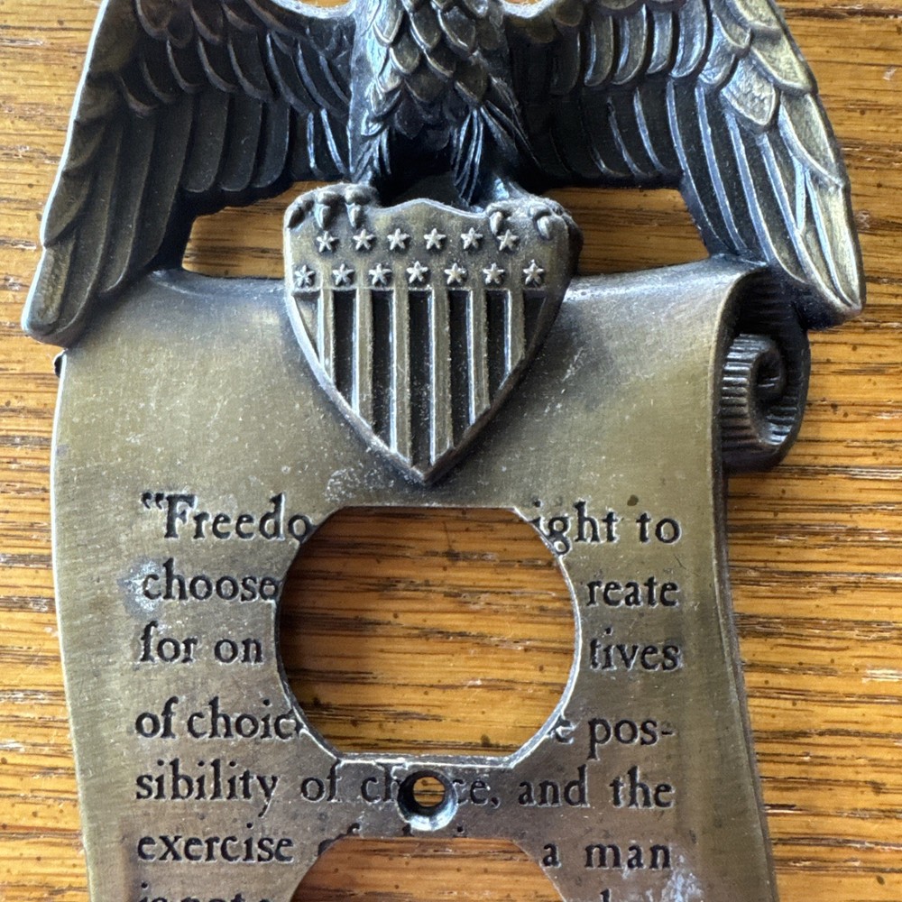 JEFFERSON Brass Light Switch Plate Standard Socket Outlet Eagle & Freedom Quote