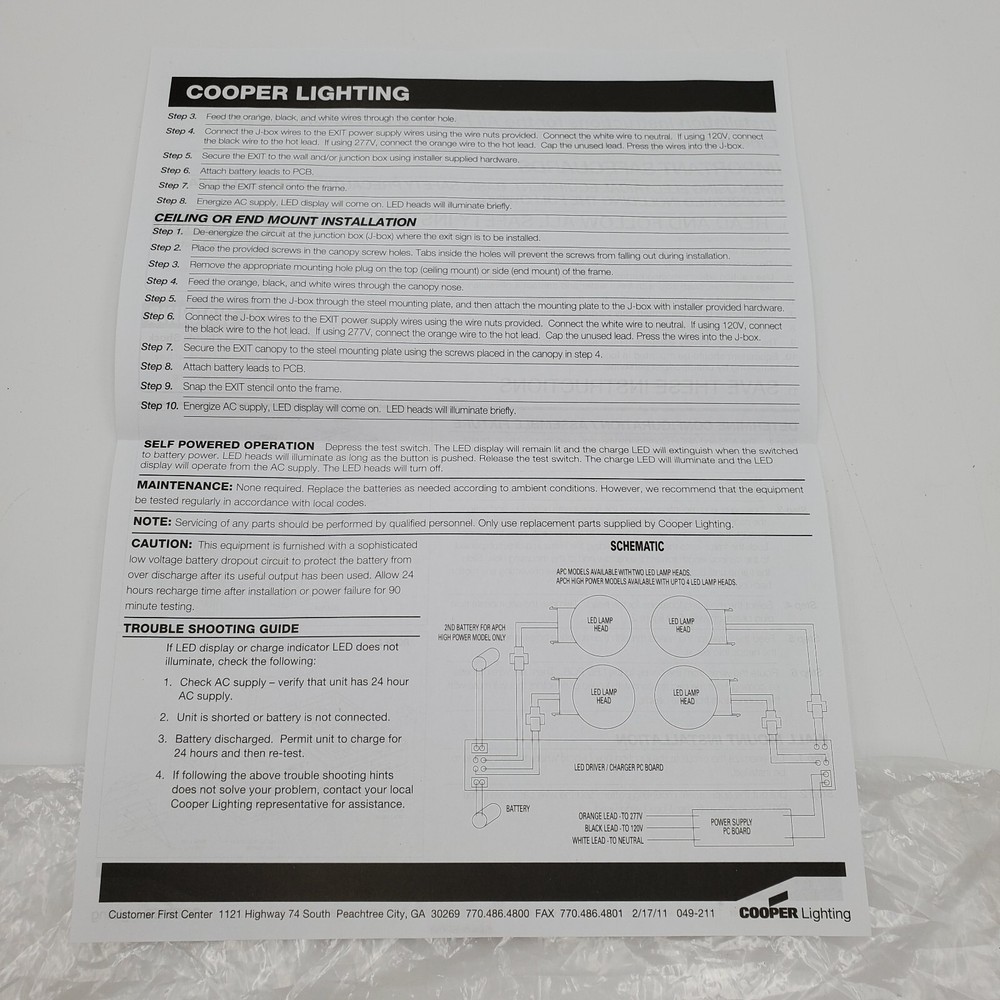 Cooper Lighting All-Pro APC APCH Thermoplastic - Replacement Exit Faceplate Only