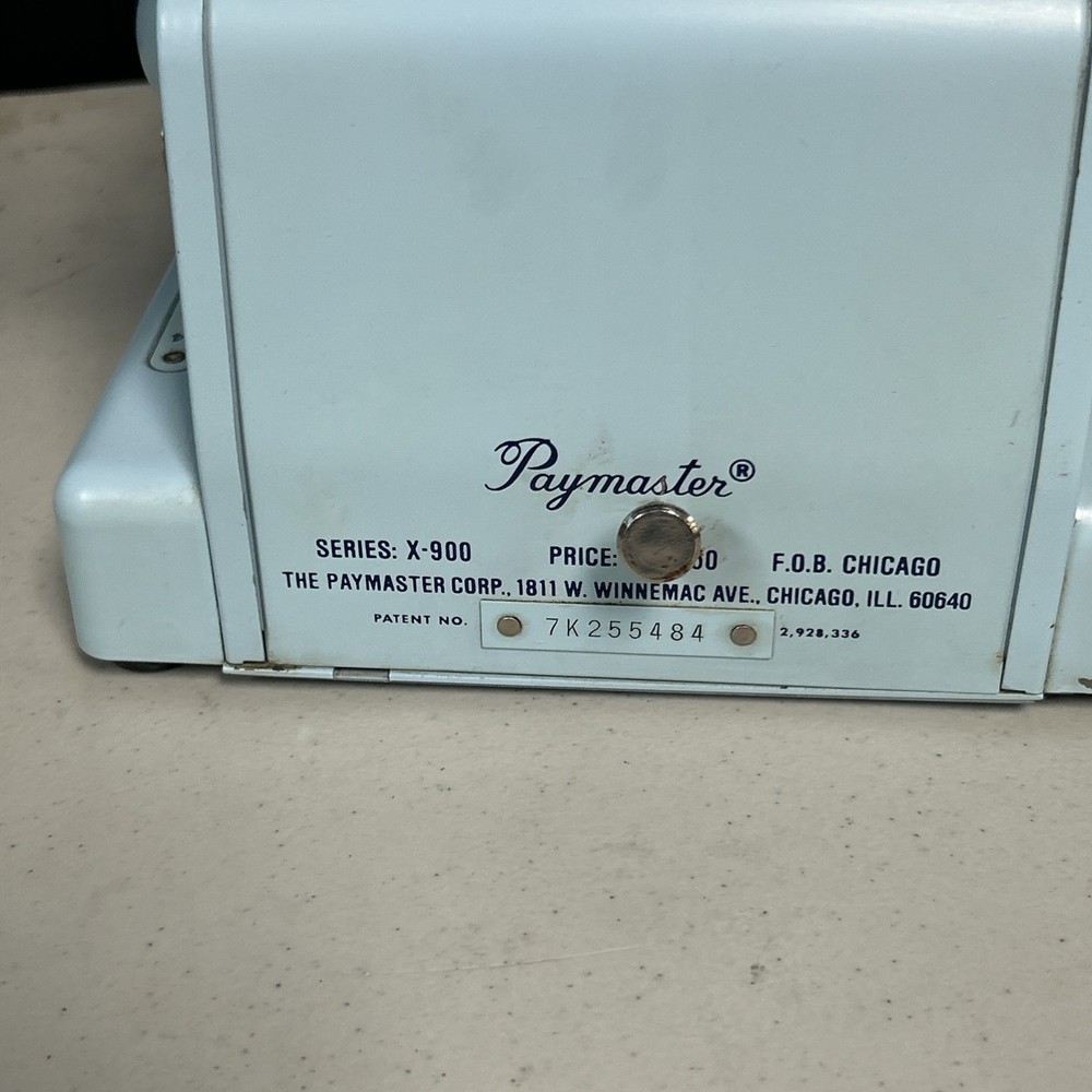 Vintage Paymaster Series X-900 Check Writer WORKS!