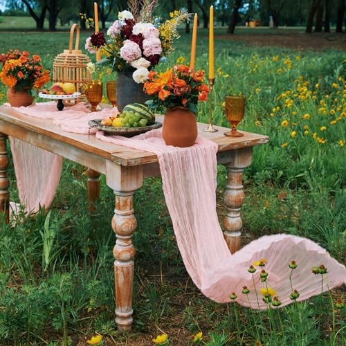CheeseclothTable Runner3.3ft Boho Gauze Cheese Cloth Table Runner 1 Blush Pink
