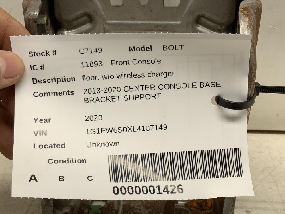 2018-2021 CHEVROLET BOLT EV FRONT FLOOR CENTER CONSOLE BASE BRACKET SUPPORT OEM