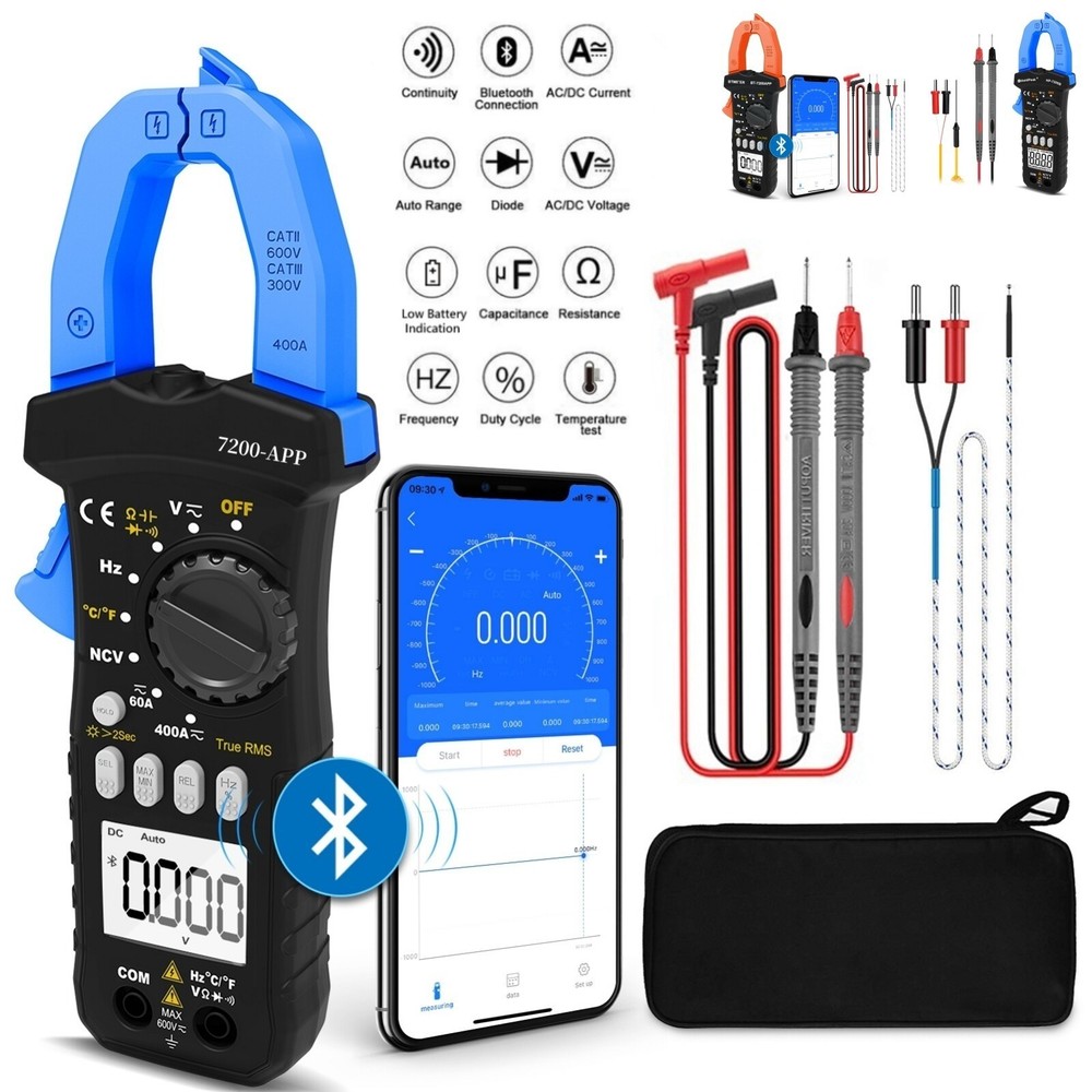 Digital Clamp Meter TRMS Multimeter AC DC Current Ohm Amp Volt Tester 6000Counts