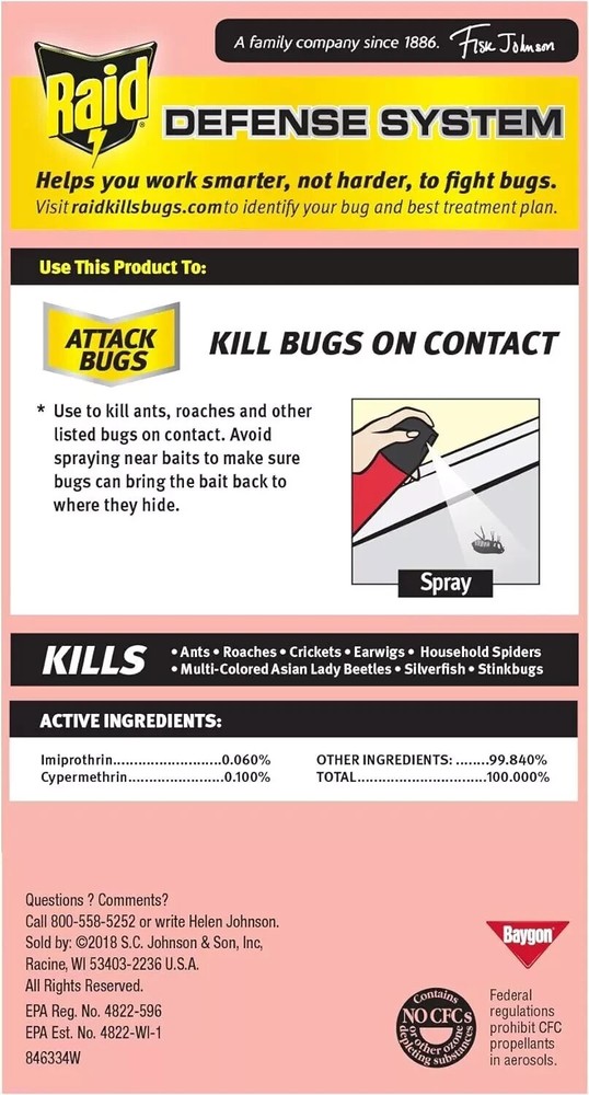 Raid Ant & Roach Killer Spray For Listed Bugs Lavender Scent, 17.5 oz