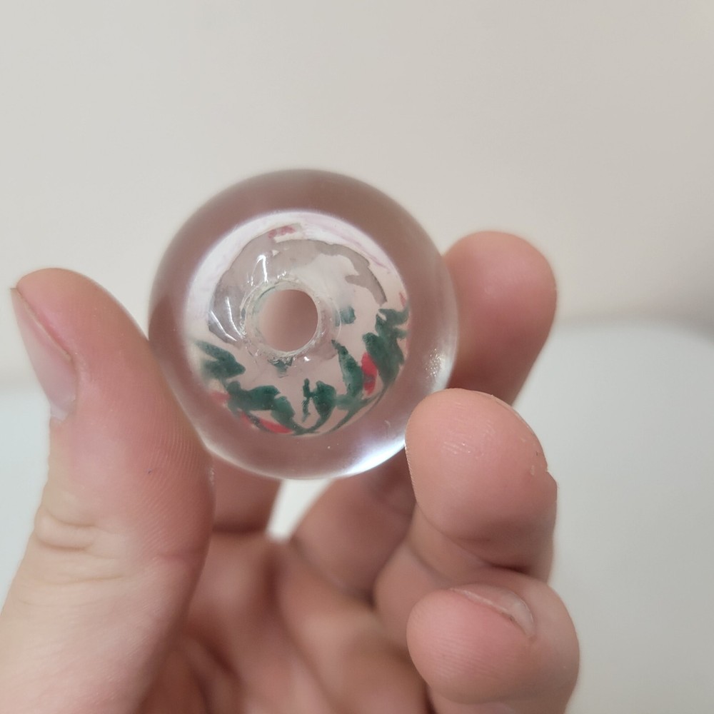 VTG Reverse Painted Cat Glass Ball Globe w Stand
