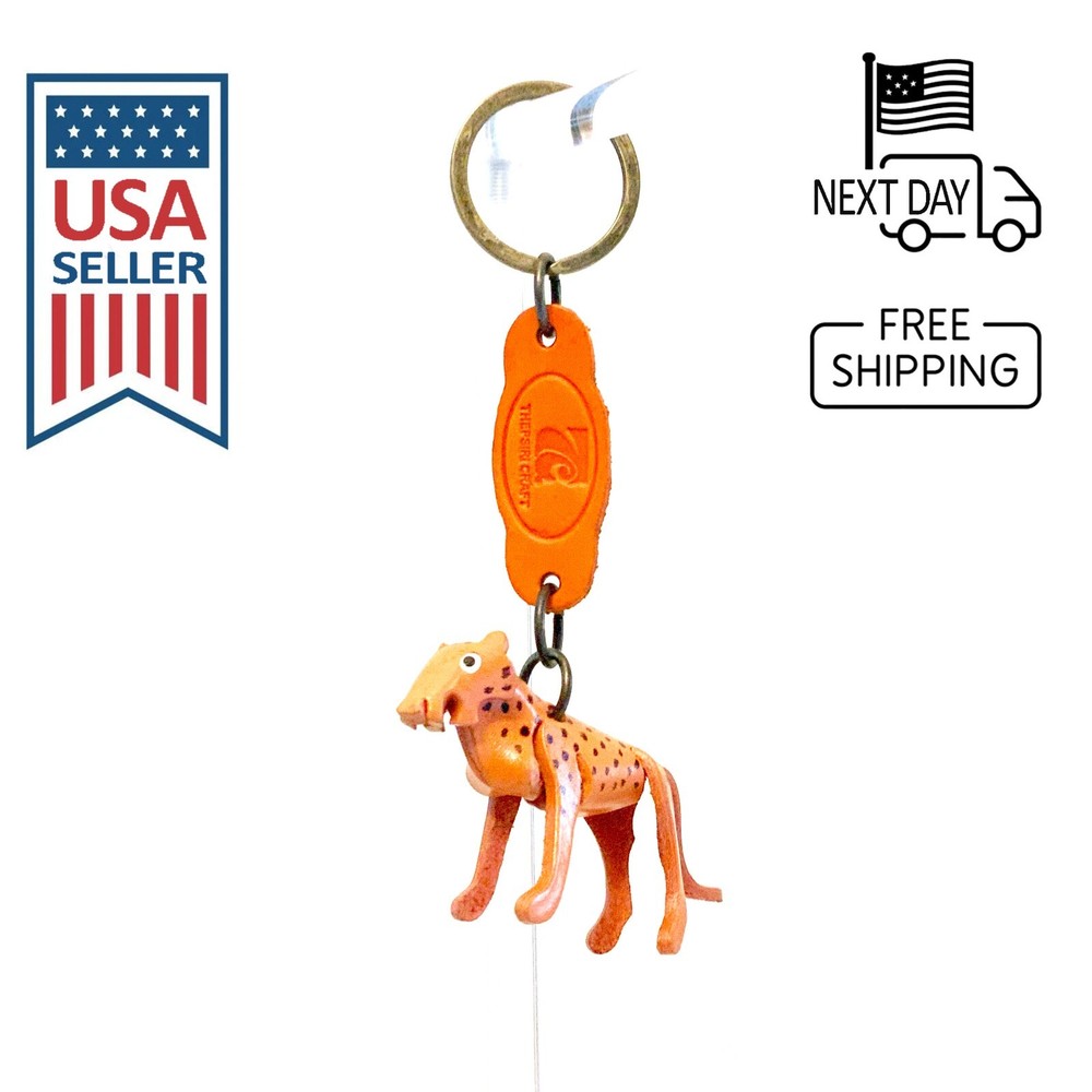 Cheetah Handmade Leather Keyring