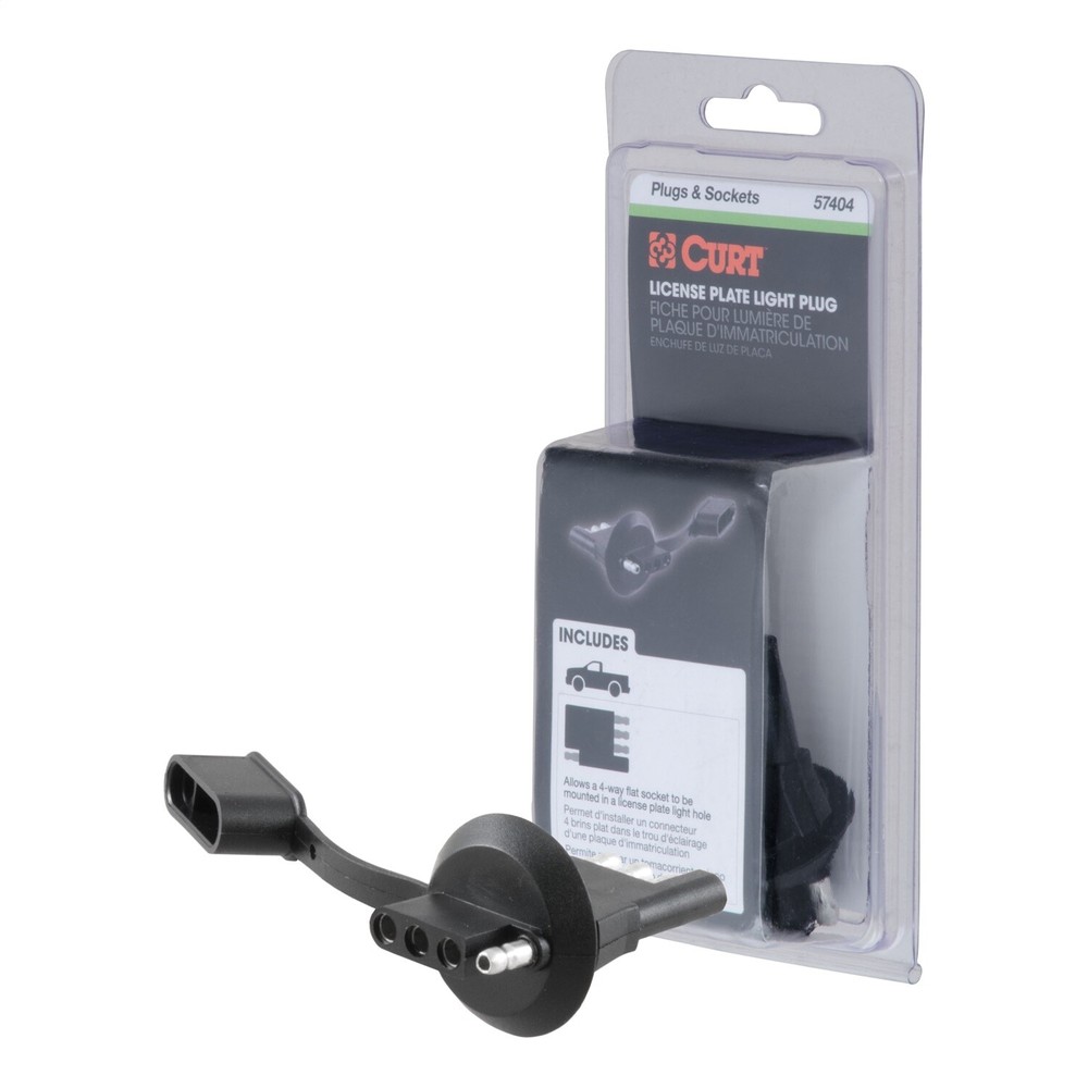 CURT 57404 4-Way Flat License Plate Light Plug Adapter (Packaged)