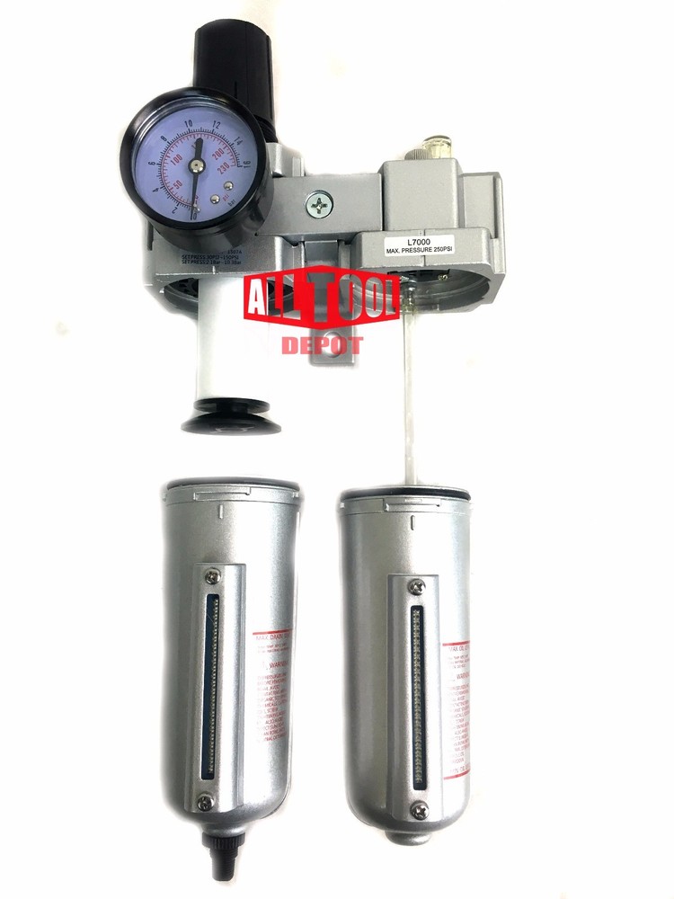 1/2" HEAVY DUTY COMBO PARTICULATE FILTER REGULATOR LUBRICATOR AUTO DRAIN