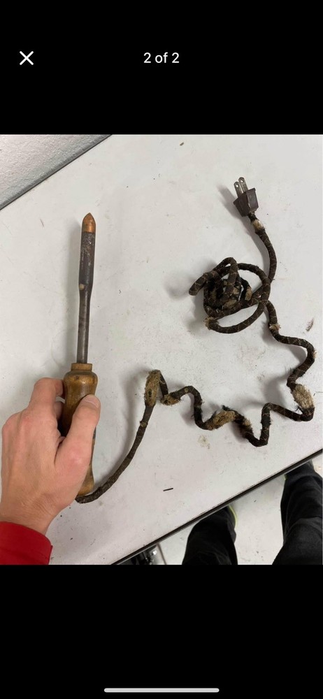 vintage wood handle soldering iron