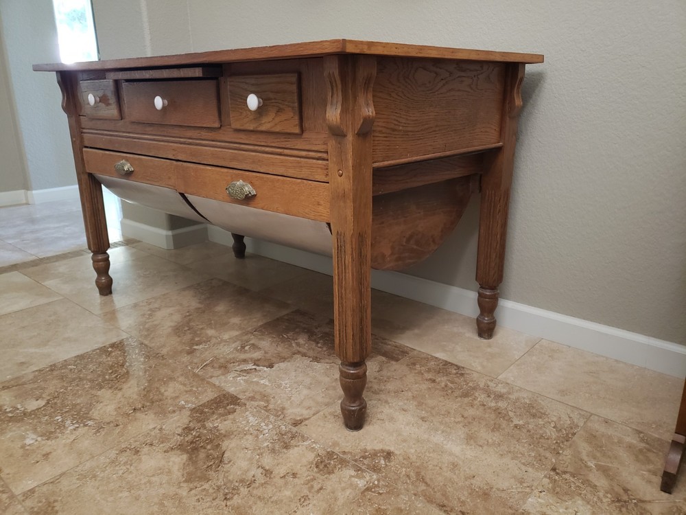 Antique Vintage Oak Flour Bin Table
