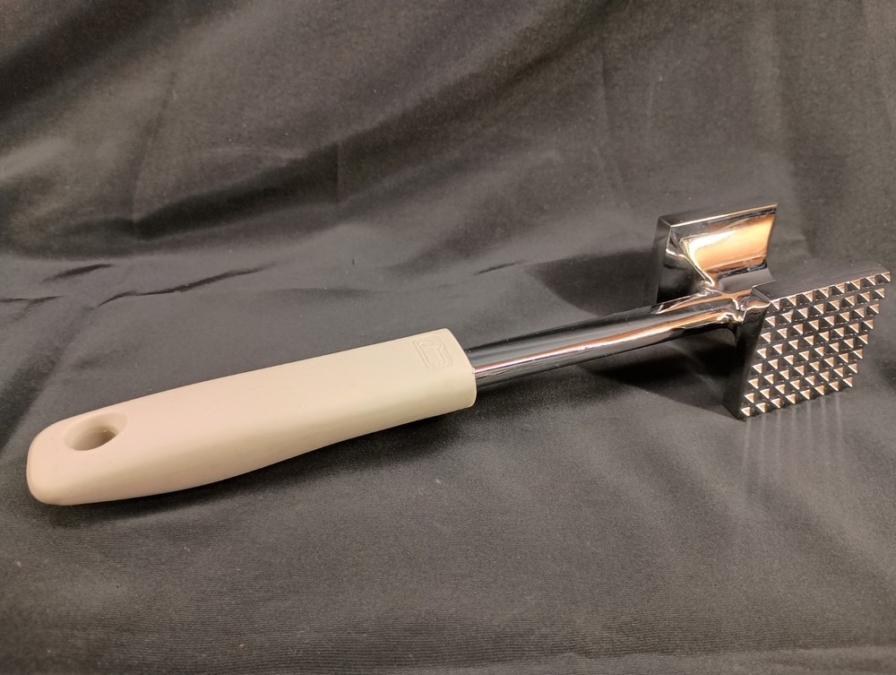 Gorilla Grip Comfort Handle Chrome Meat Tenderizer 10 Inch EUC
