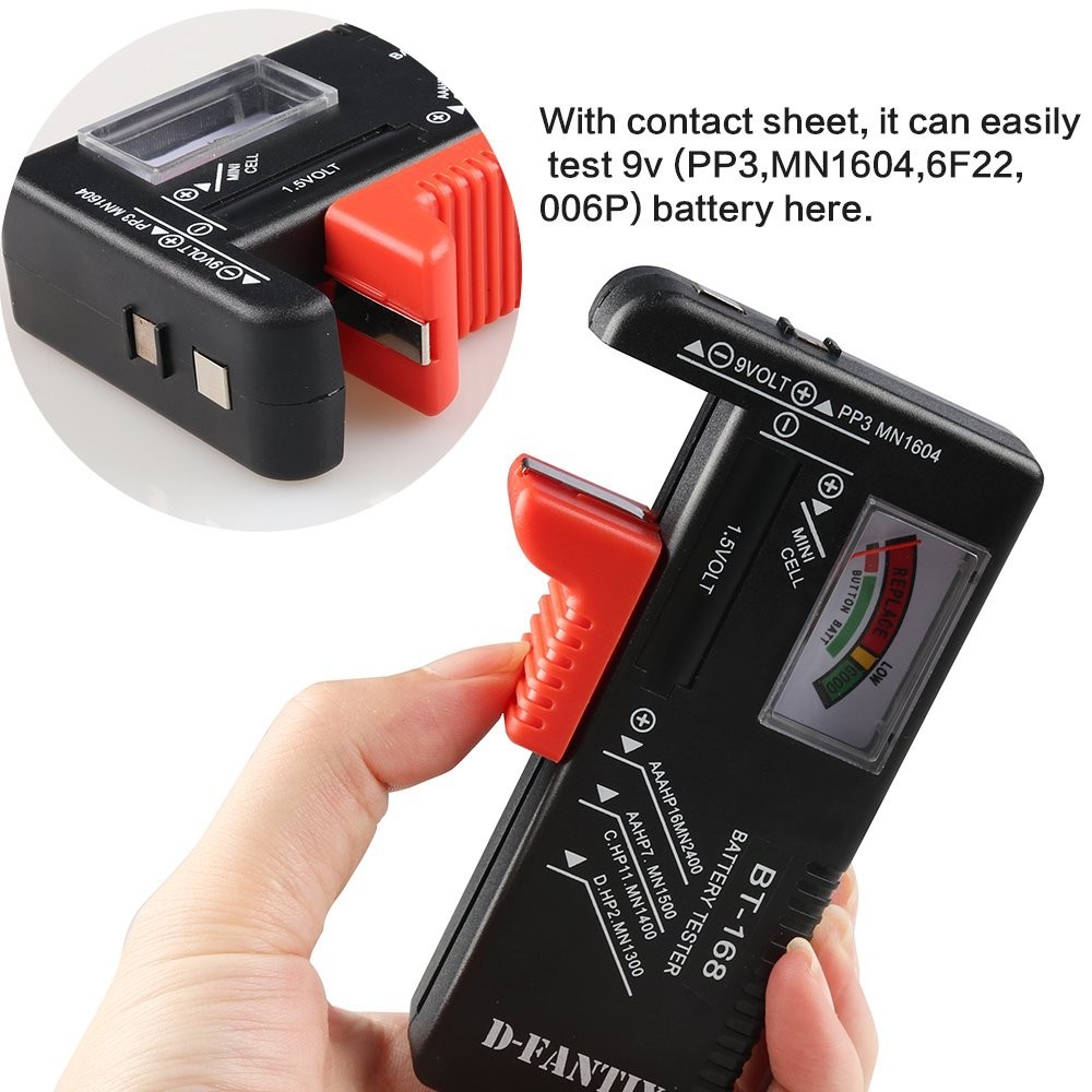 [2 PACK]Universal Battery Tester Checker for AA AAA C D 9V Button Cell-NO BATT