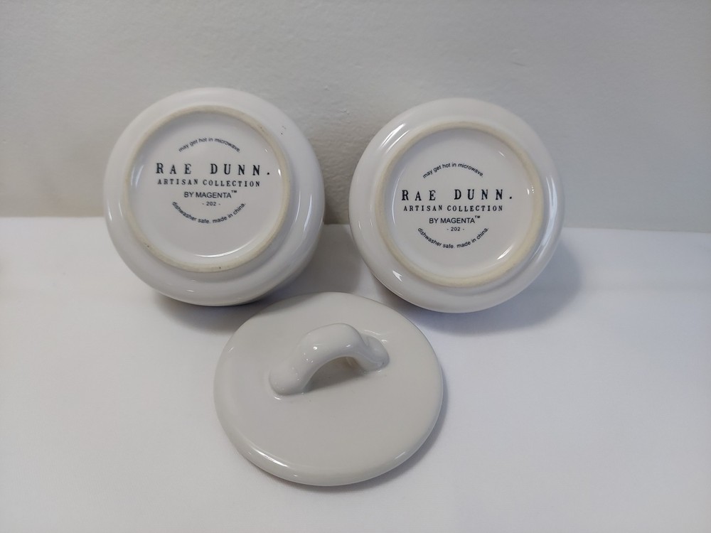 Rae Dunn Pinch Salt & Pepper Ceramic Stackable Container, 2" x 3" each