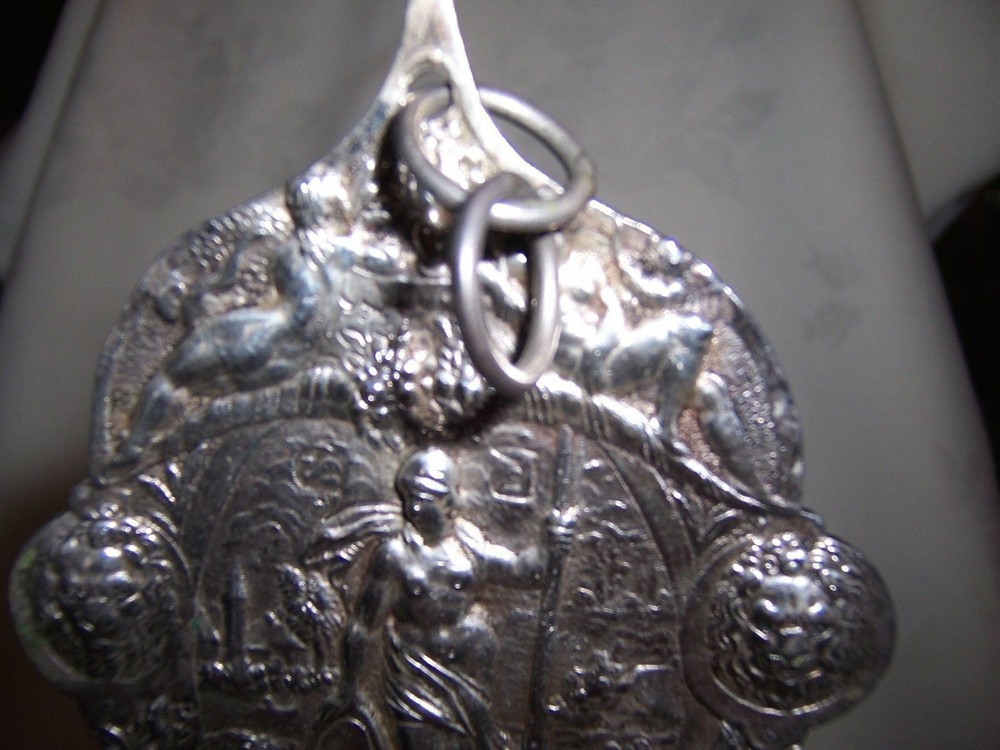 ENORMOUS HALLMARKED ORNATE DUTCH SOLID SILVER SERVING FORK & SPOON SET 396 grams