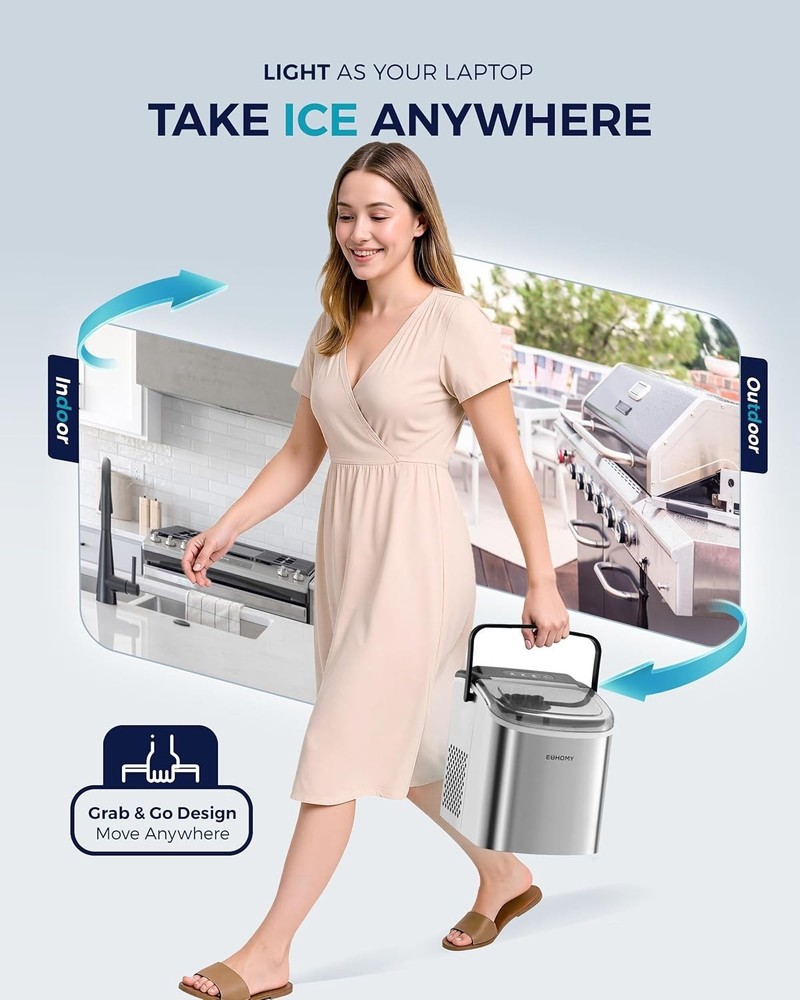 Portable Ice Maker Machine - 26 lbs Daily Capacity, Quick & Quiet Operation