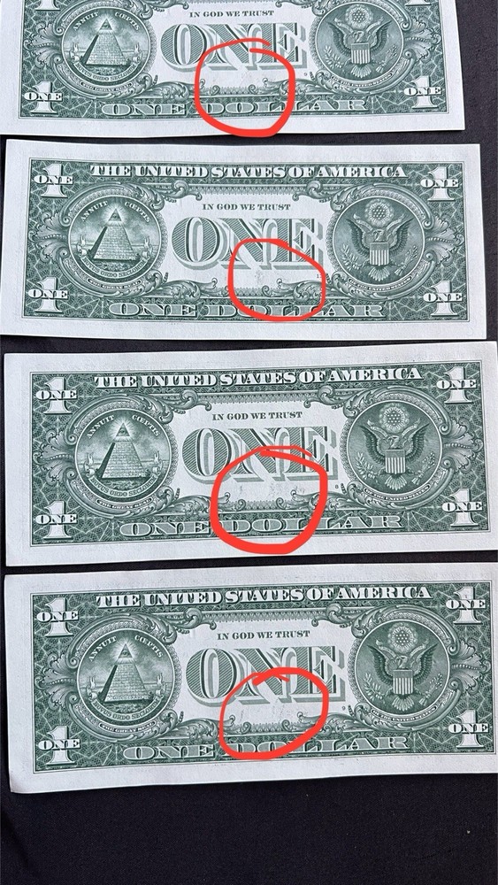 Rare Uncirculated Sequential $1 Bills w/ Multiple Printing Errors - 10 Count