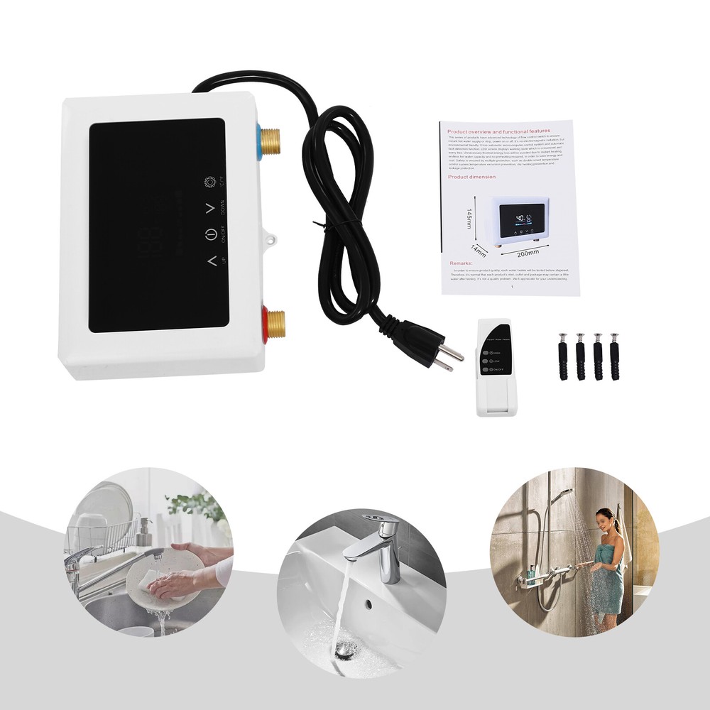 3000W Wall Mount Electric Water Heater Instant Hot Water Heater LED Display