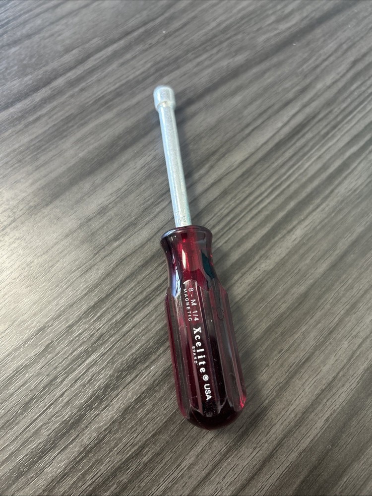 Xcelite 8M 1/4" x 3" Magnetic Nutdriver, Red Handle