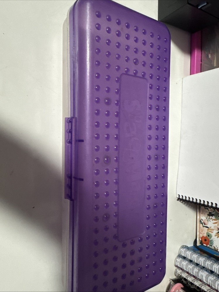 90’s Spacemaker 13” Long Purple Plastic Pencil Box Case