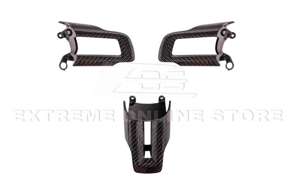 For 15-23 Ford Mustang Replacement Carbon Fiber 3Pc Steering Wheel Button Cover