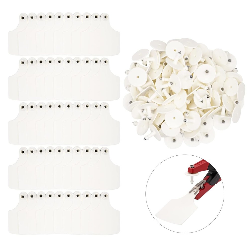 LIUCOGXI 100 Pcs White Blank Cattle Ear Tags Large Size oversize,