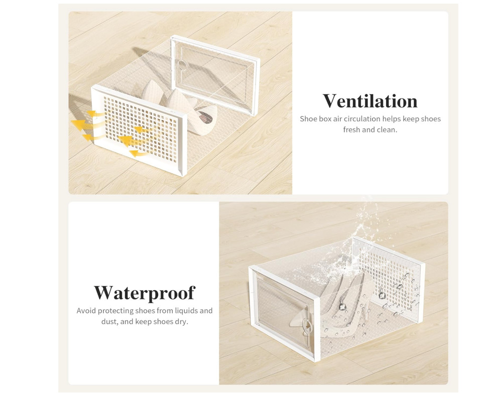 X-Large Shoe Storage Boxes Organizers Clear Plastic Stackable 12 Pack, Shoe Rack