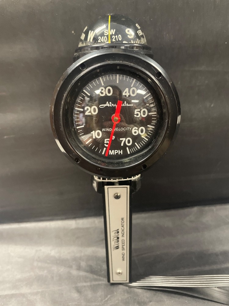 Vintage Airguide WinDial Speed Indicator & Compass- Nautical Tool Measures Wind