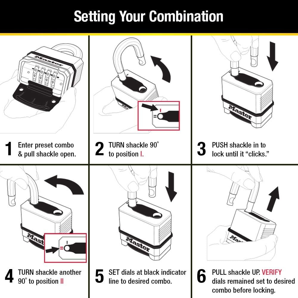 Heavy Duty Combination Padlock Weather Resistant Resettable 2 Pack